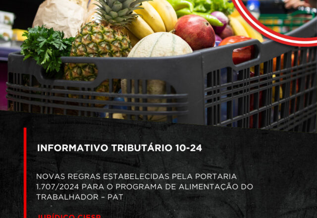 NOVAS REGRAS ESTABELECIDAS PELA PORTARIA 1.707/2024 PARA O PROGRAMA DE ALIMENTAÇÃO DO TRABALHADOR – PAT