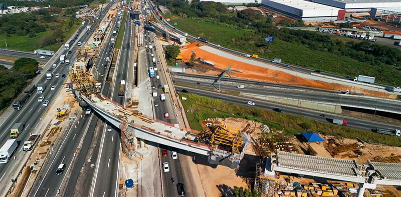 Obras na Dutra - CCR RioSP faz lançamento de vigas do novo viaduto