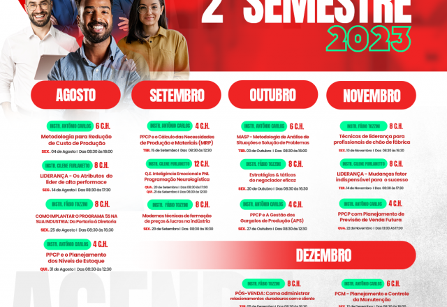 Confira – Agenda Completa 2º Semestre 2023 Cursos Presenciais Rio Claro