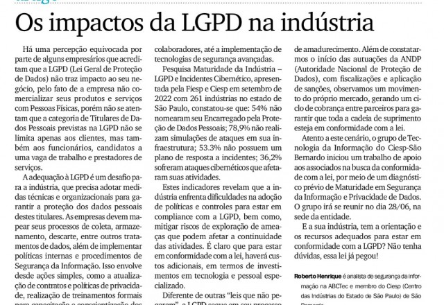 Os impactos do LGPD na indústria